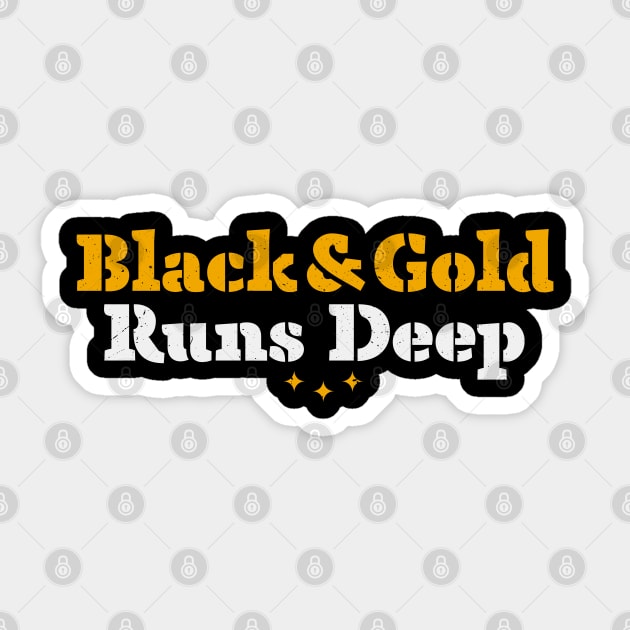 Black & Gold Runs Deep Sticker by Pictopun